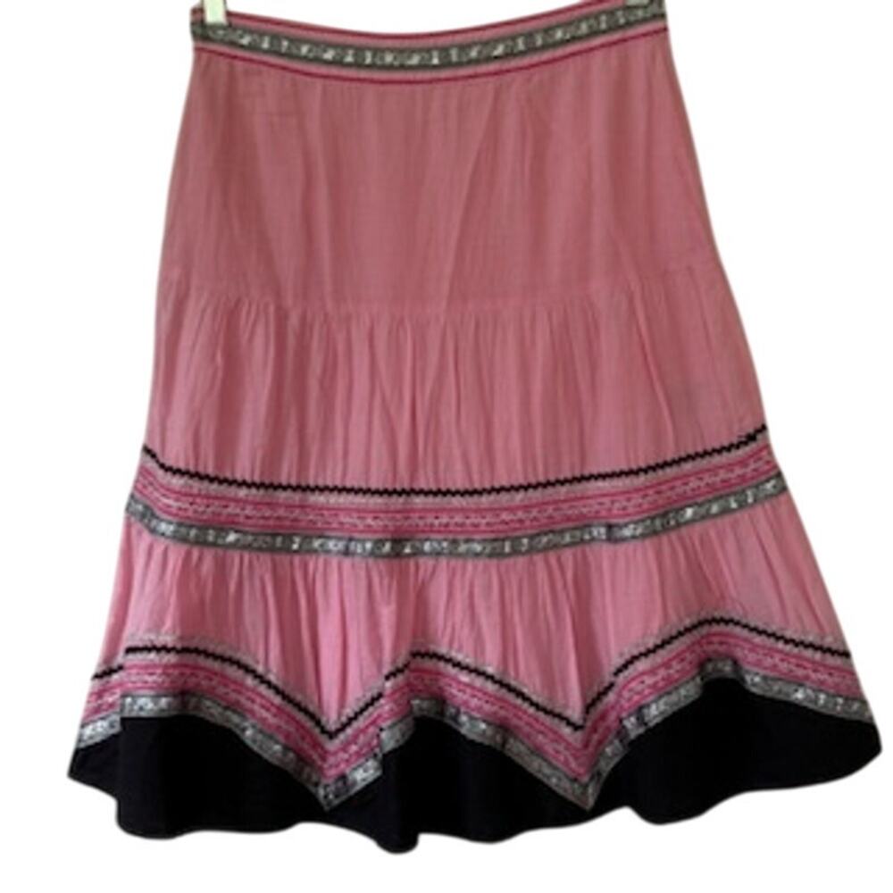 Tibi Pink and Black Midi Skirt
